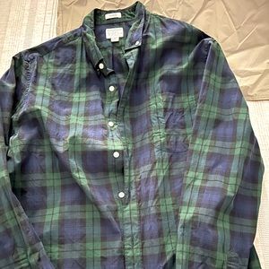 Jcrew stretch black-watch tartan button down